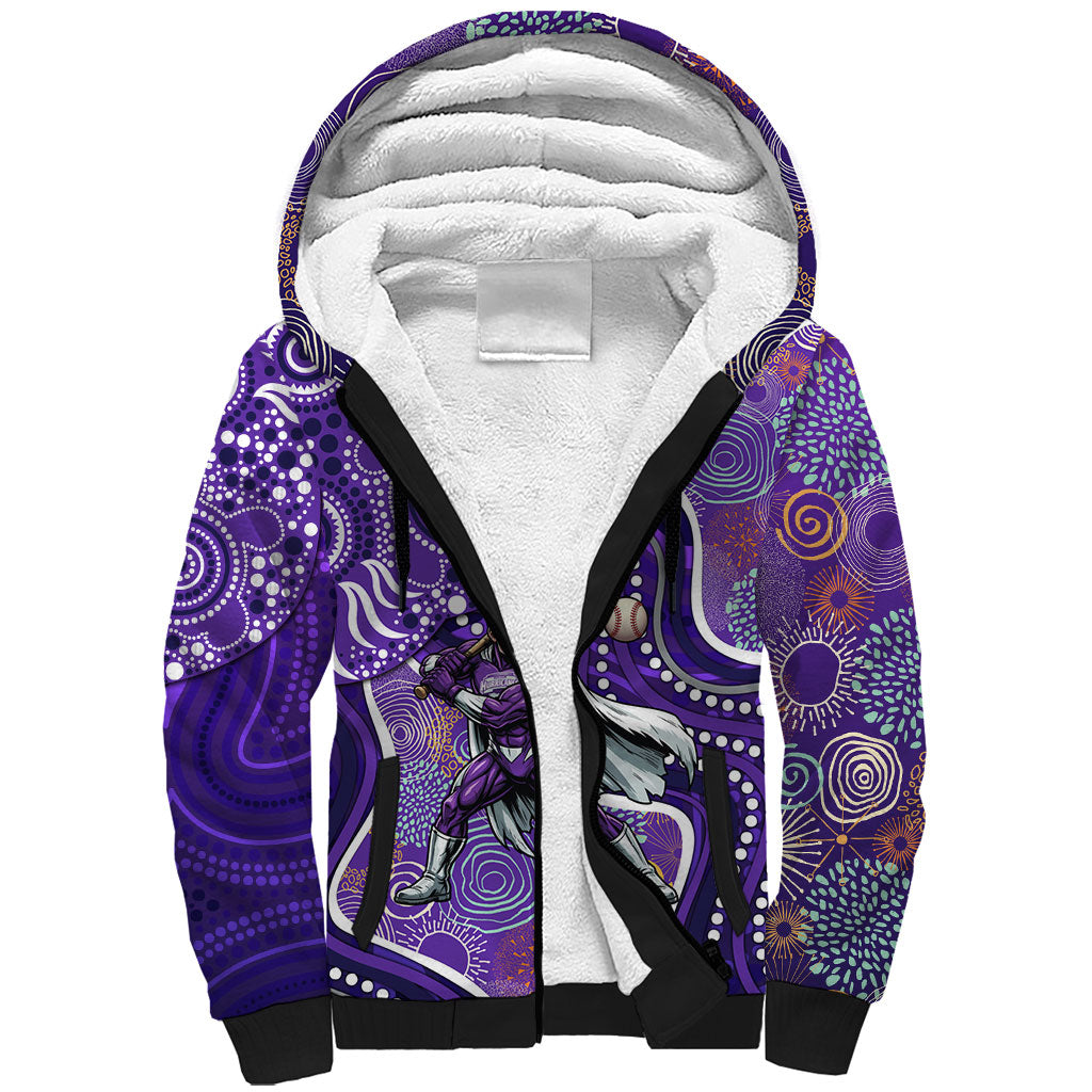 Hobart Hurricanes Sherpa Hoodie Indigenous Dot Art Superhero Batter Tribal Pattern