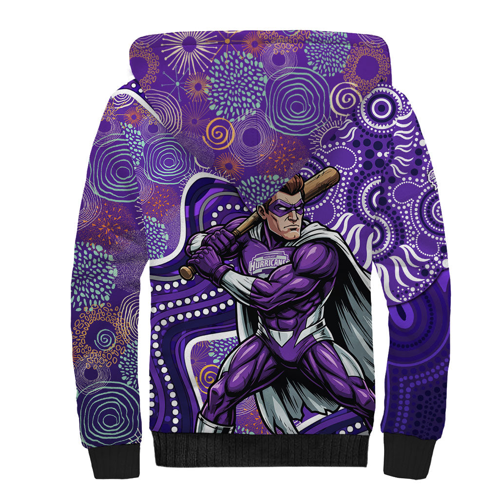 Hobart Hurricanes Sherpa Hoodie Indigenous Dot Art Superhero Batter Tribal Pattern