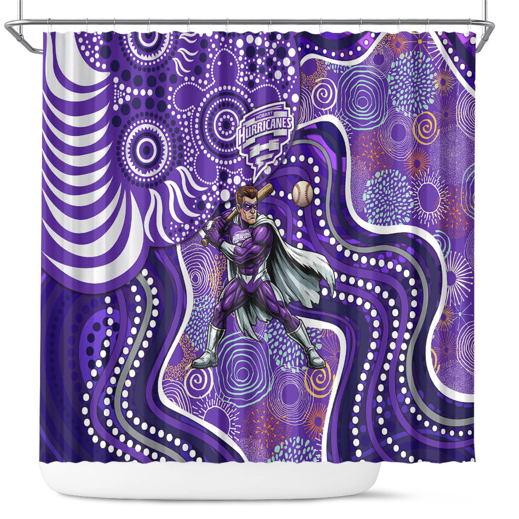 Hobart Hurricanes Shower Curtain Indigenous Dot Art Superhero Batter Tribal Pattern