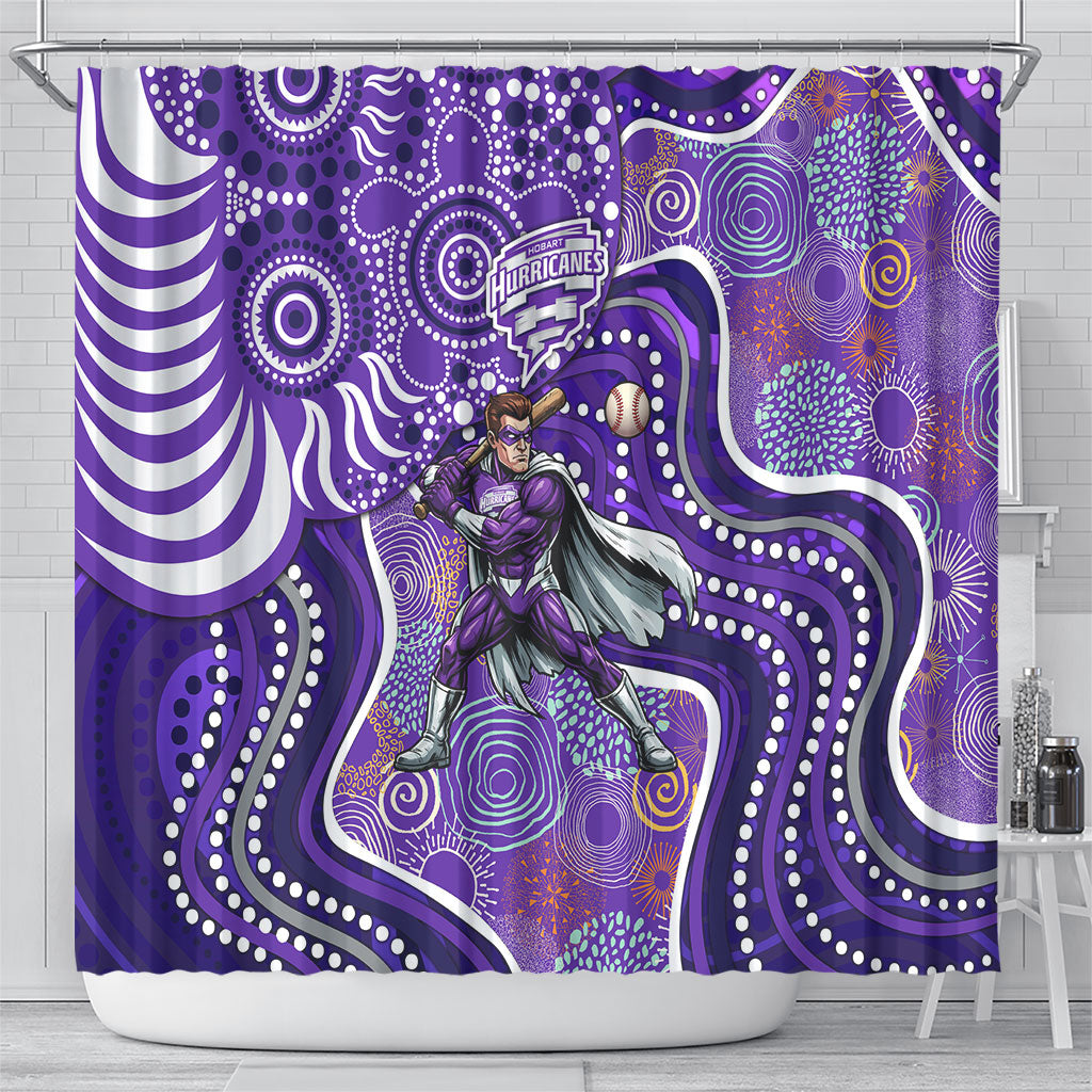 Hobart Hurricanes Shower Curtain Indigenous Dot Art Superhero Batter Tribal Pattern