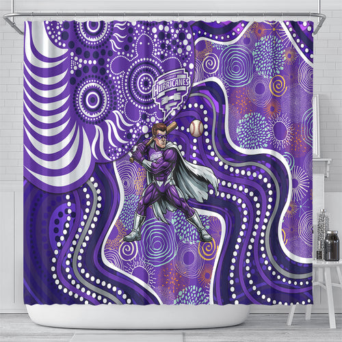 Hobart Hurricanes Shower Curtain Indigenous Dot Art Superhero Batter Tribal Pattern