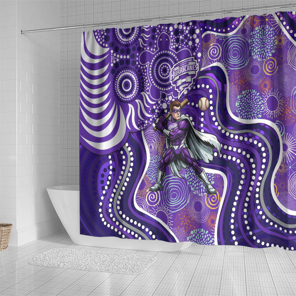 Hobart Hurricanes Shower Curtain Indigenous Dot Art Superhero Batter Tribal Pattern