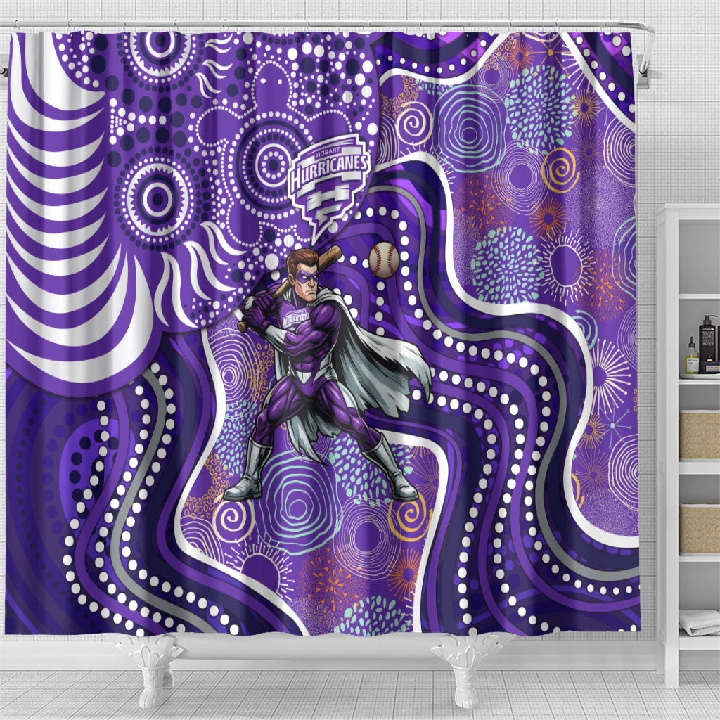 Hobart Hurricanes Shower Curtain Indigenous Dot Art Superhero Batter Tribal Pattern