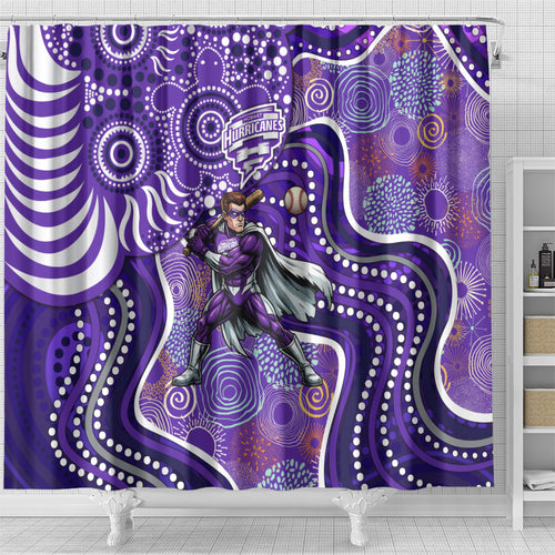 Hobart Hurricanes Shower Curtain Indigenous Dot Art Superhero Batter Tribal Pattern