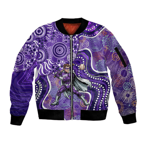 Hobart Hurricanes Sleeve Zip Bomber Jacket Indigenous Dot Art Superhero Batter Tribal Pattern