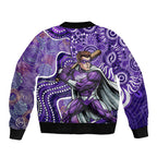 Hobart Hurricanes Sleeve Zip Bomber Jacket Indigenous Dot Art Superhero Batter Tribal Pattern
