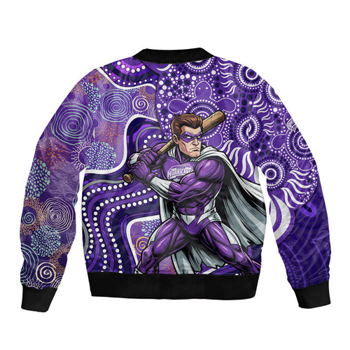 Hobart Hurricanes Sleeve Zip Bomber Jacket Indigenous Dot Art Superhero Batter Tribal Pattern