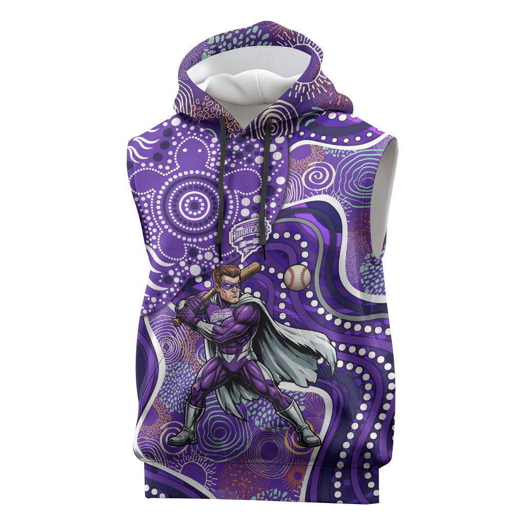 Hobart Hurricanes Sleeveless Hoodie Indigenous Dot Art Superhero Batter Tribal Pattern