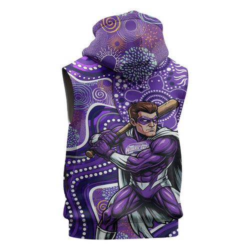 Hobart Hurricanes Sleeveless Hoodie Indigenous Dot Art Superhero Batter Tribal Pattern
