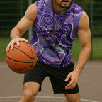 Hobart Hurricanes Sleeveless Hoodie Indigenous Dot Art Superhero Batter Tribal Pattern