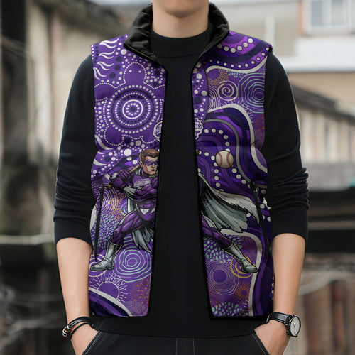 Hobart Hurricanes Sleeveless Puffer Jacket Indigenous Dot Art Superhero Batter Tribal Pattern
