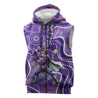 Hobart Hurricanes Sleeveless Zip Hoodie Indigenous Dot Art Superhero Batter Tribal Pattern