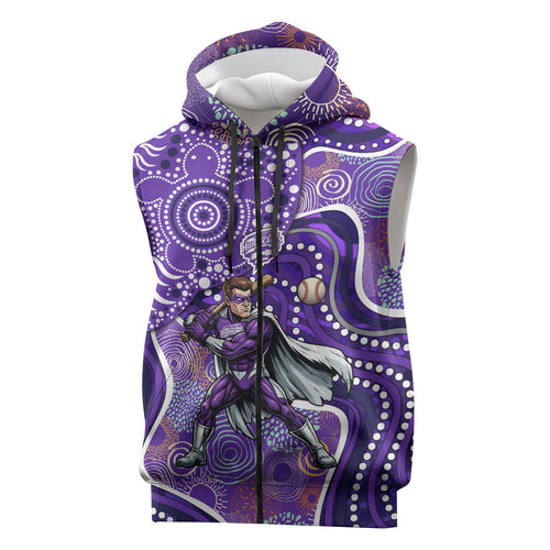 Hobart Hurricanes Sleeveless Zip Hoodie Indigenous Dot Art Superhero Batter Tribal Pattern