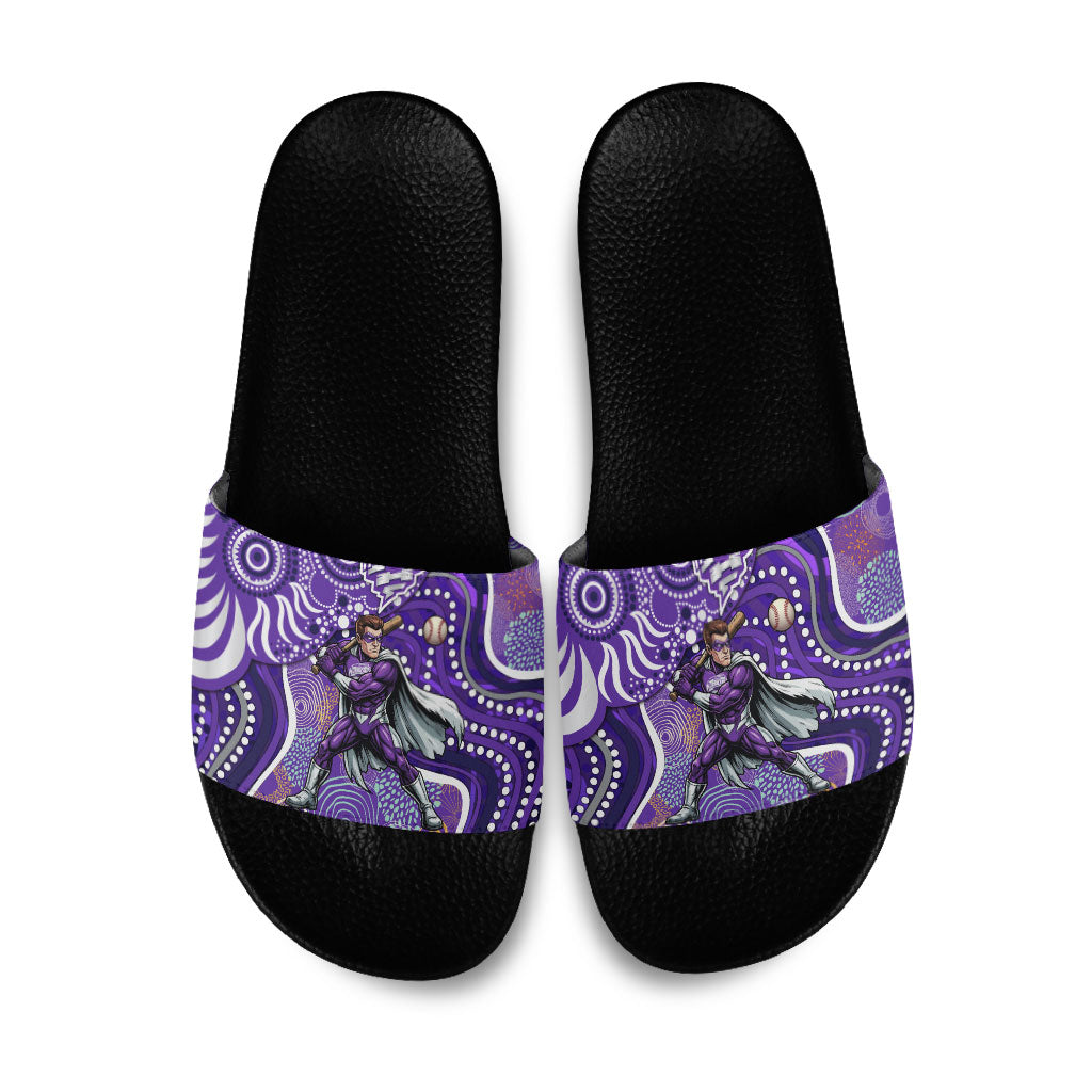 Hobart Hurricanes Slide Sandals Indigenous Dot Art Superhero Batter Tribal Pattern