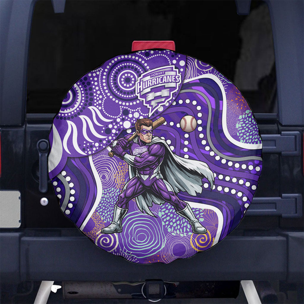 Hobart Hurricanes Spare Tire Cover Indigenous Dot Art Superhero Batter Tribal Pattern
