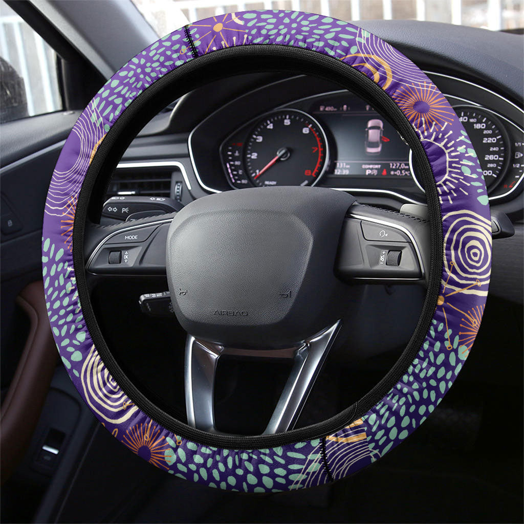 Hobart Hurricanes Steering Wheel Cover Indigenous Dot Art Superhero Batter Tribal Pattern