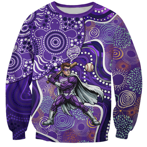 Hobart Hurricanes Sweatshirt Indigenous Dot Art Superhero Batter Tribal Pattern