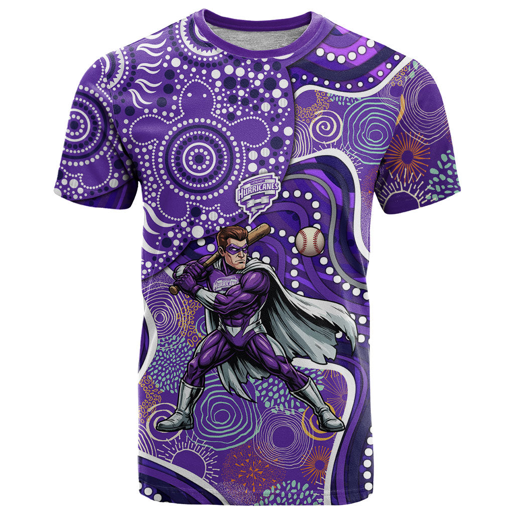 Hobart Hurricanes T Shirt Indigenous Dot Art Superhero Batter Tribal Pattern