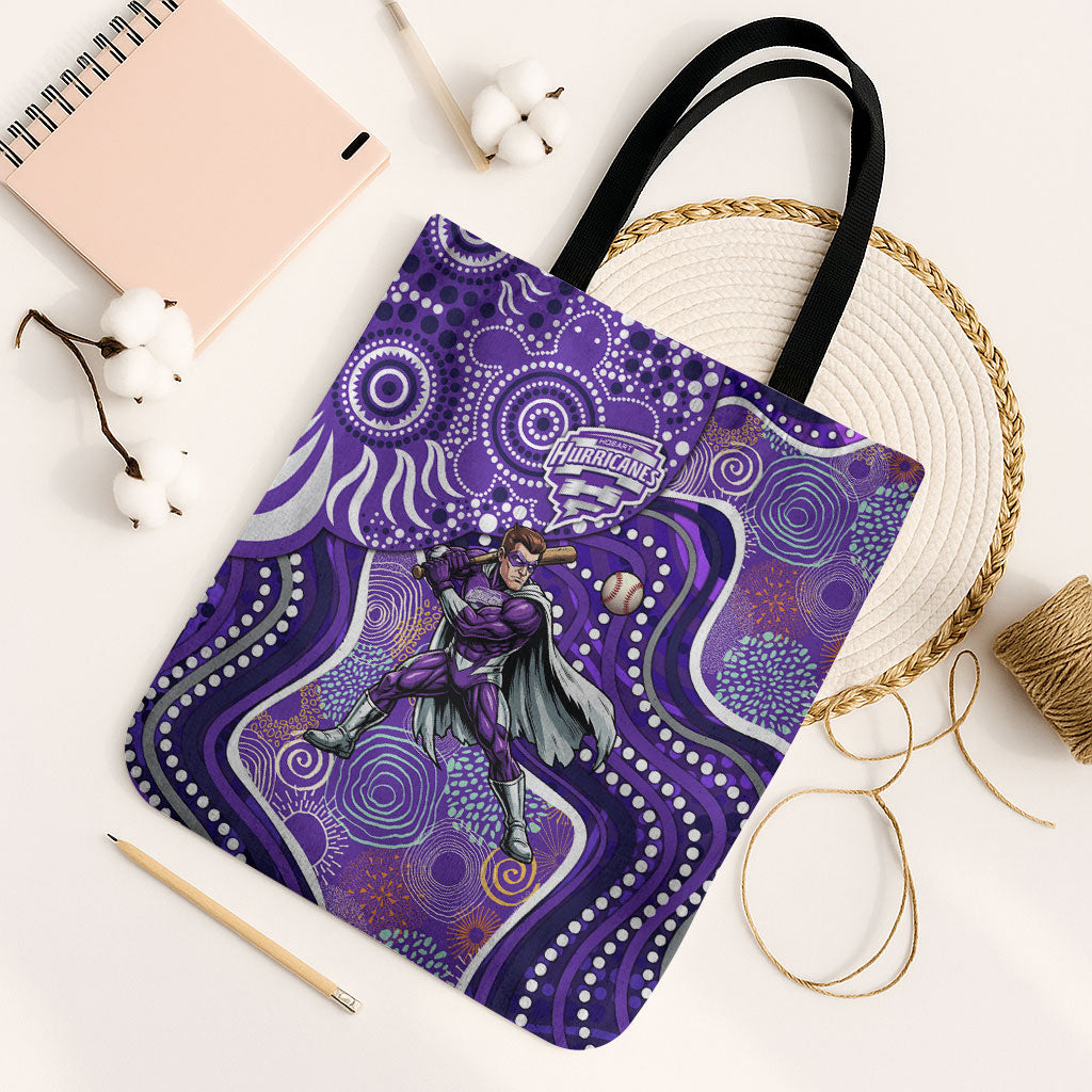 Hobart Hurricanes Tote Bag Indigenous Dot Art Superhero Batter Tribal Pattern
