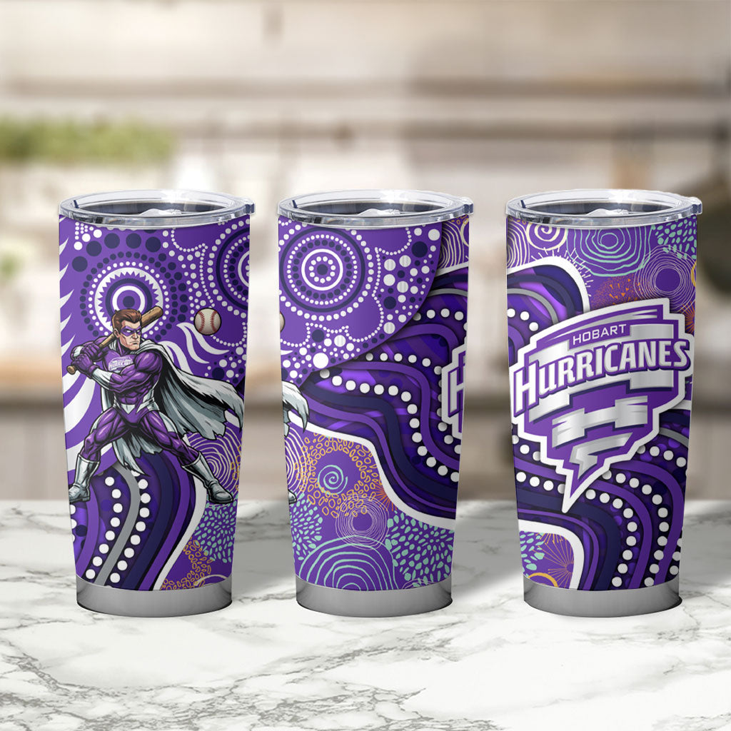 Hobart Hurricanes Tumbler Cup Indigenous Dot Art Superhero Batter Tribal Pattern