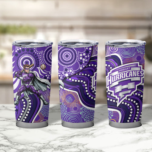 Hobart Hurricanes Tumbler Cup Indigenous Dot Art Superhero Batter Tribal Pattern