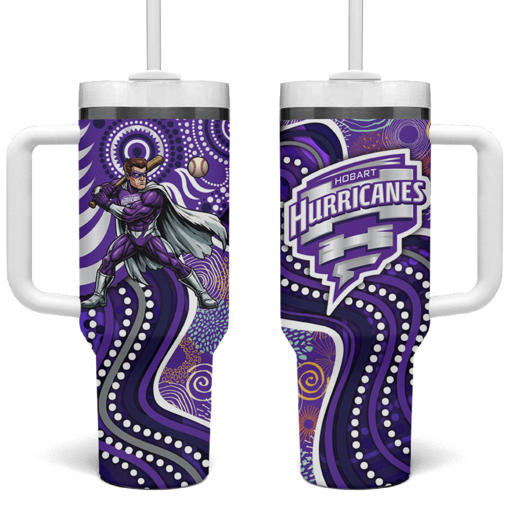Hobart Hurricanes Tumbler With Handle Indigenous Dot Art Superhero Batter Tribal Pattern