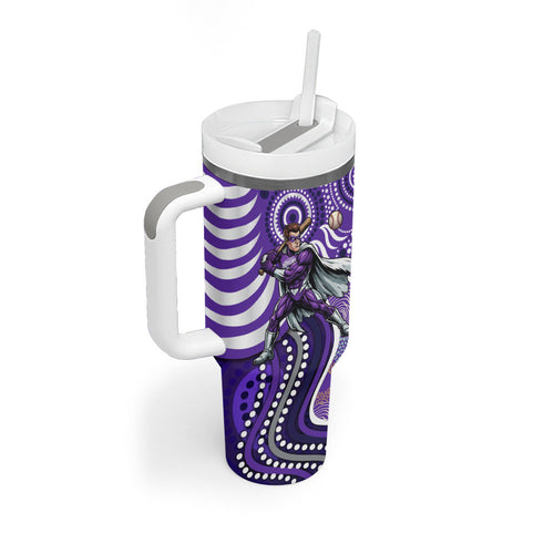Hobart Hurricanes Tumbler With Handle Indigenous Dot Art Superhero Batter Tribal Pattern