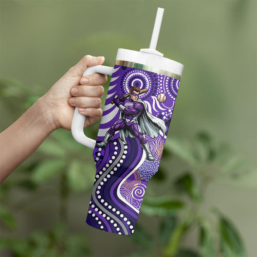 Hobart Hurricanes Tumbler With Handle Indigenous Dot Art Superhero Batter Tribal Pattern