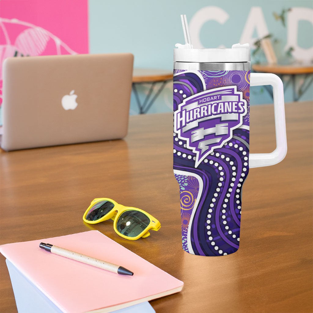Hobart Hurricanes Tumbler With Handle Indigenous Dot Art Superhero Batter Tribal Pattern