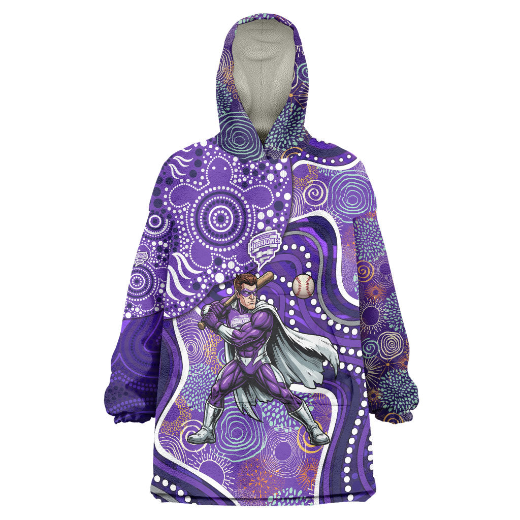 Hobart Hurricanes Wearable Blanket Hoodie Indigenous Dot Art Superhero Batter Tribal Pattern