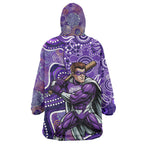 Hobart Hurricanes Wearable Blanket Hoodie Indigenous Dot Art Superhero Batter Tribal Pattern