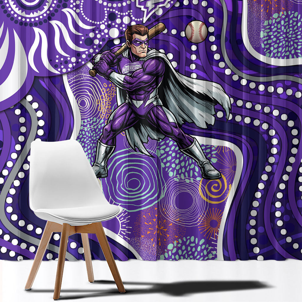 Hobart Hurricanes Window Curtain Indigenous Dot Art Superhero Batter Tribal Pattern