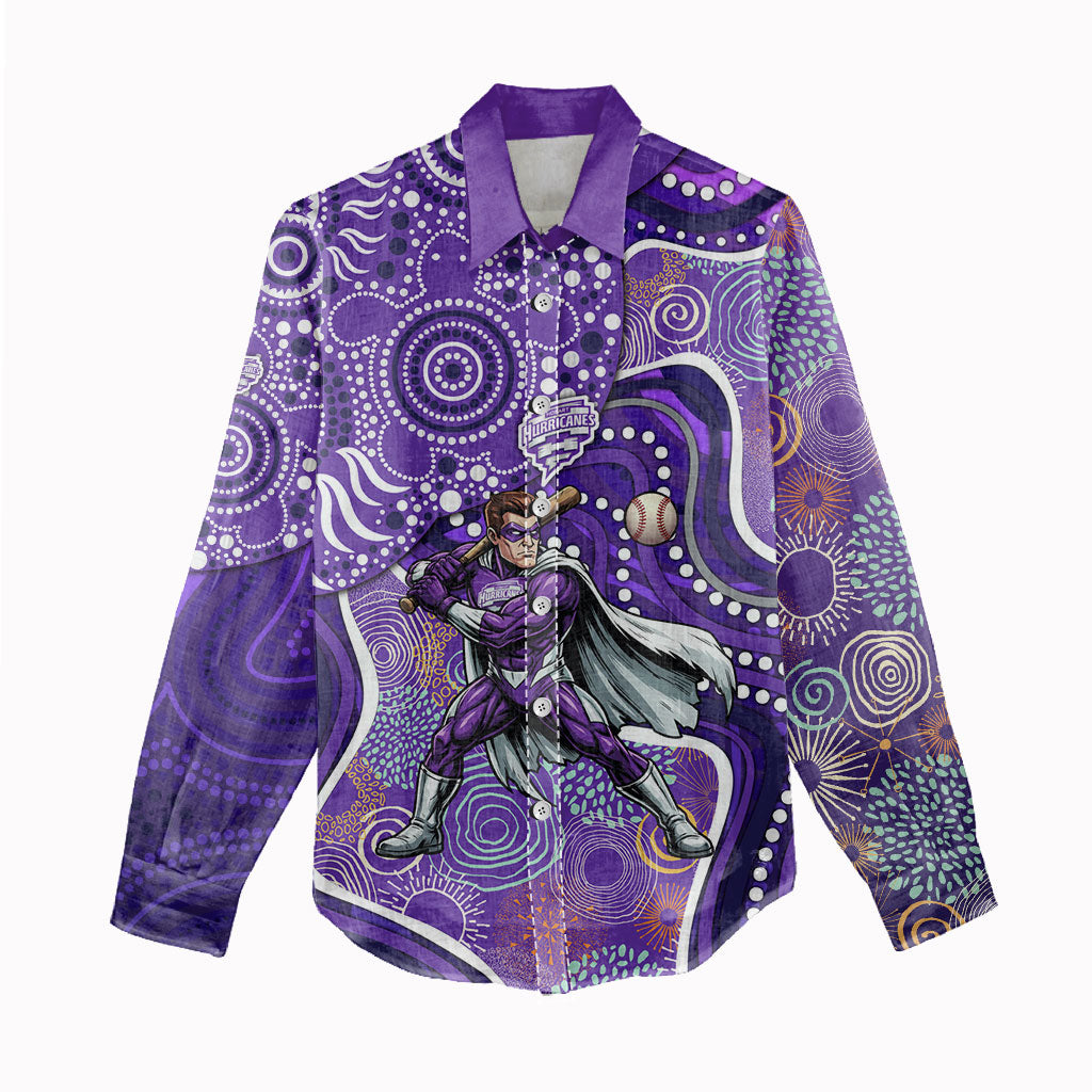 Hobart Hurricanes Women Casual Shirt Indigenous Dot Art Superhero Batter Tribal Pattern
