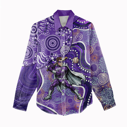 Hobart Hurricanes Women Casual Shirt Indigenous Dot Art Superhero Batter Tribal Pattern