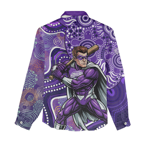 Hobart Hurricanes Women Casual Shirt Indigenous Dot Art Superhero Batter Tribal Pattern