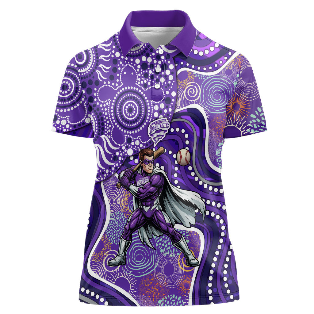 Hobart Hurricanes Women Polo Shirt Indigenous Dot Art Superhero Batter Tribal Pattern