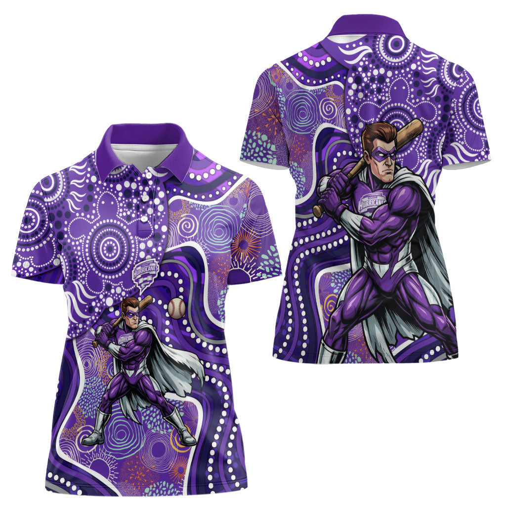 Hobart Hurricanes Women Polo Shirt Indigenous Dot Art Superhero Batter Tribal Pattern