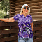Hobart Hurricanes Women Polo Shirt Indigenous Dot Art Superhero Batter Tribal Pattern