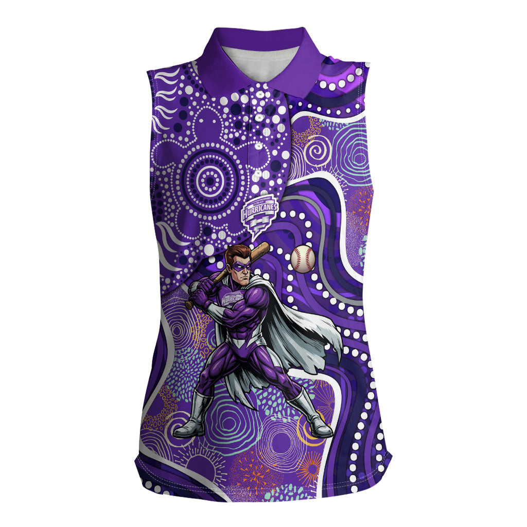 Hobart Hurricanes Women Sleeveless Polo Shirt Indigenous Dot Art Superhero Batter Tribal Pattern