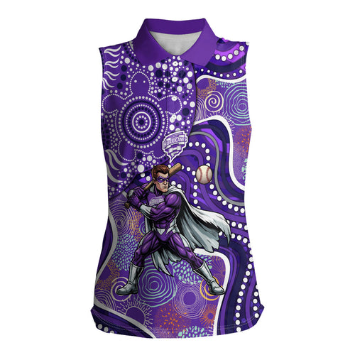 Hobart Hurricanes Women Sleeveless Polo Shirt Indigenous Dot Art Superhero Batter Tribal Pattern