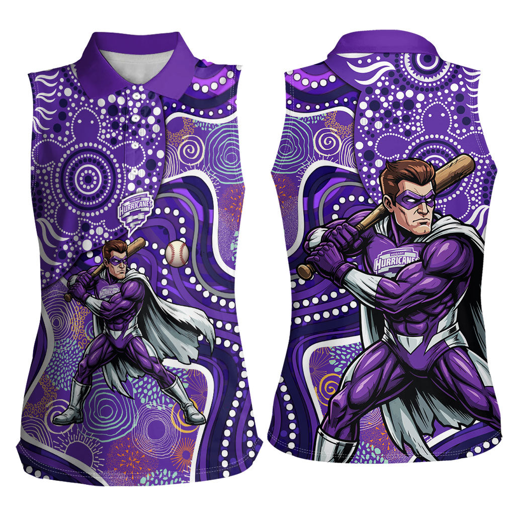 Hobart Hurricanes Women Sleeveless Polo Shirt Indigenous Dot Art Superhero Batter Tribal Pattern