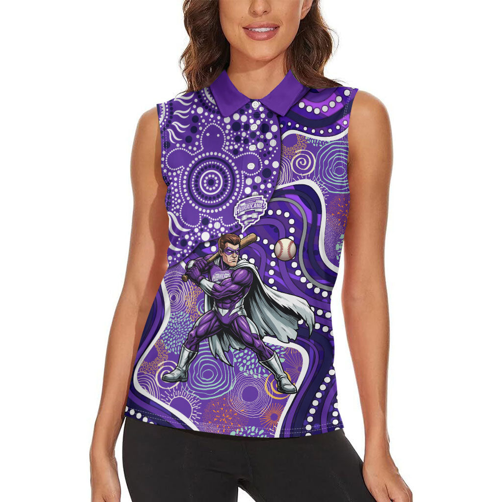 Hobart Hurricanes Women Sleeveless Polo Shirt Indigenous Dot Art Superhero Batter Tribal Pattern