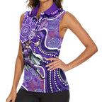 Hobart Hurricanes Women Sleeveless Polo Shirt Indigenous Dot Art Superhero Batter Tribal Pattern