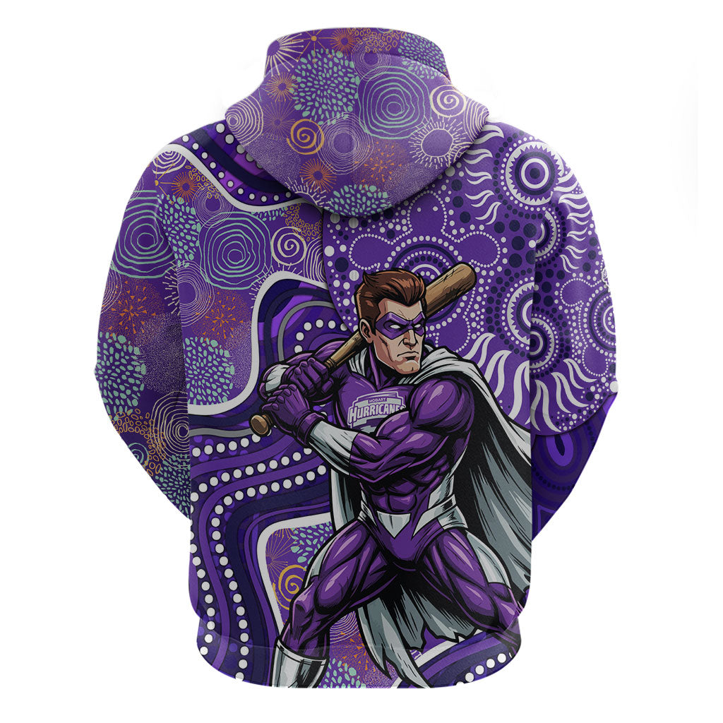 Hobart Hurricanes Zip Hoodie Indigenous Dot Art Superhero Batter Tribal Pattern