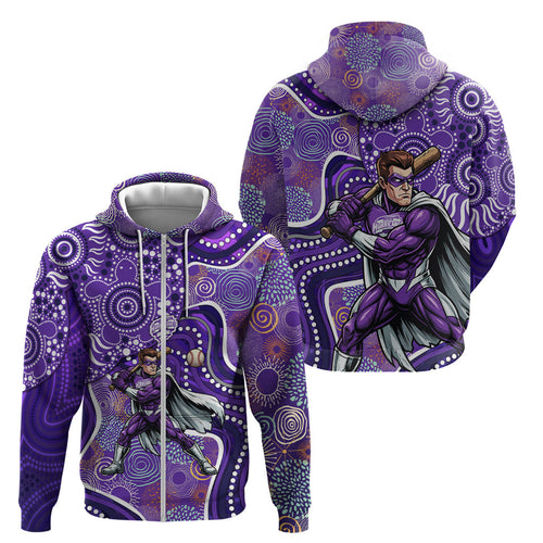 Hobart Hurricanes Zip Hoodie Indigenous Dot Art Superhero Batter Tribal Pattern
