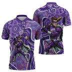 Hobart Hurricanes Zipper Polo Shirt Indigenous Dot Art Superhero Batter Tribal Pattern