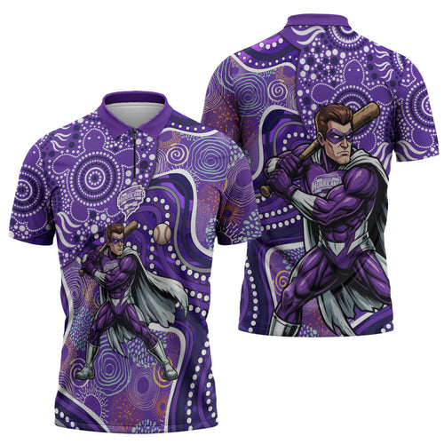 Hobart Hurricanes Zipper Polo Shirt Indigenous Dot Art Superhero Batter Tribal Pattern
