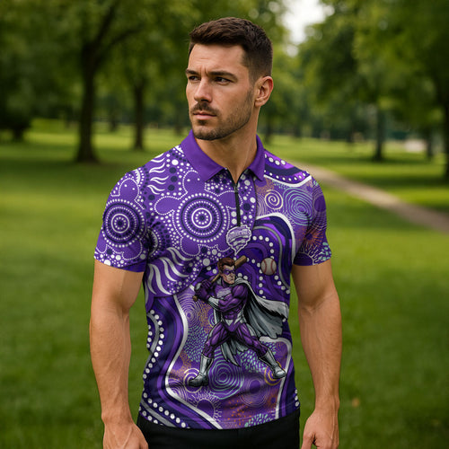 Hobart Hurricanes Zipper Polo Shirt Indigenous Dot Art Superhero Batter Tribal Pattern