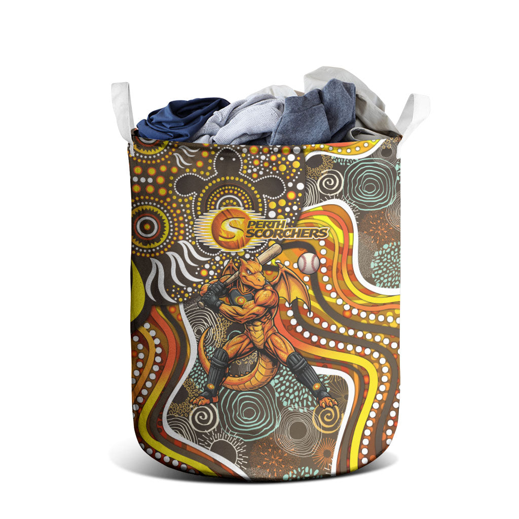 Perth Scorchers Laundry Basket Indigenous Dot Art Superhero Batter Tribal Pattern