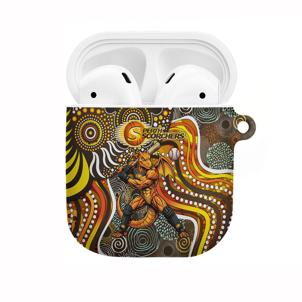 Perth Scorchers AirPods Case Indigenous Dot Art Superhero Batter Tribal Pattern